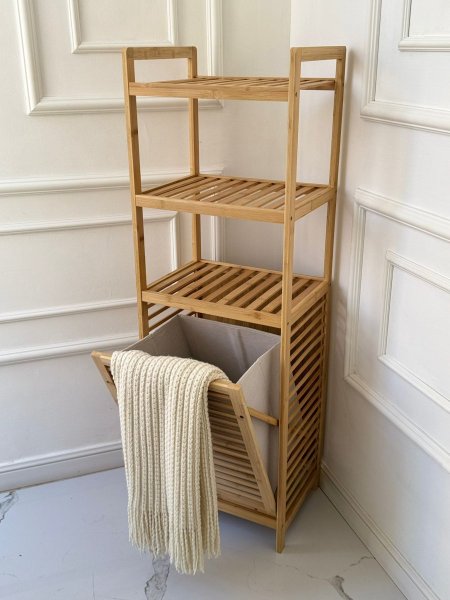 خزانه حمام بامبو 3رفوف+سله غسيل